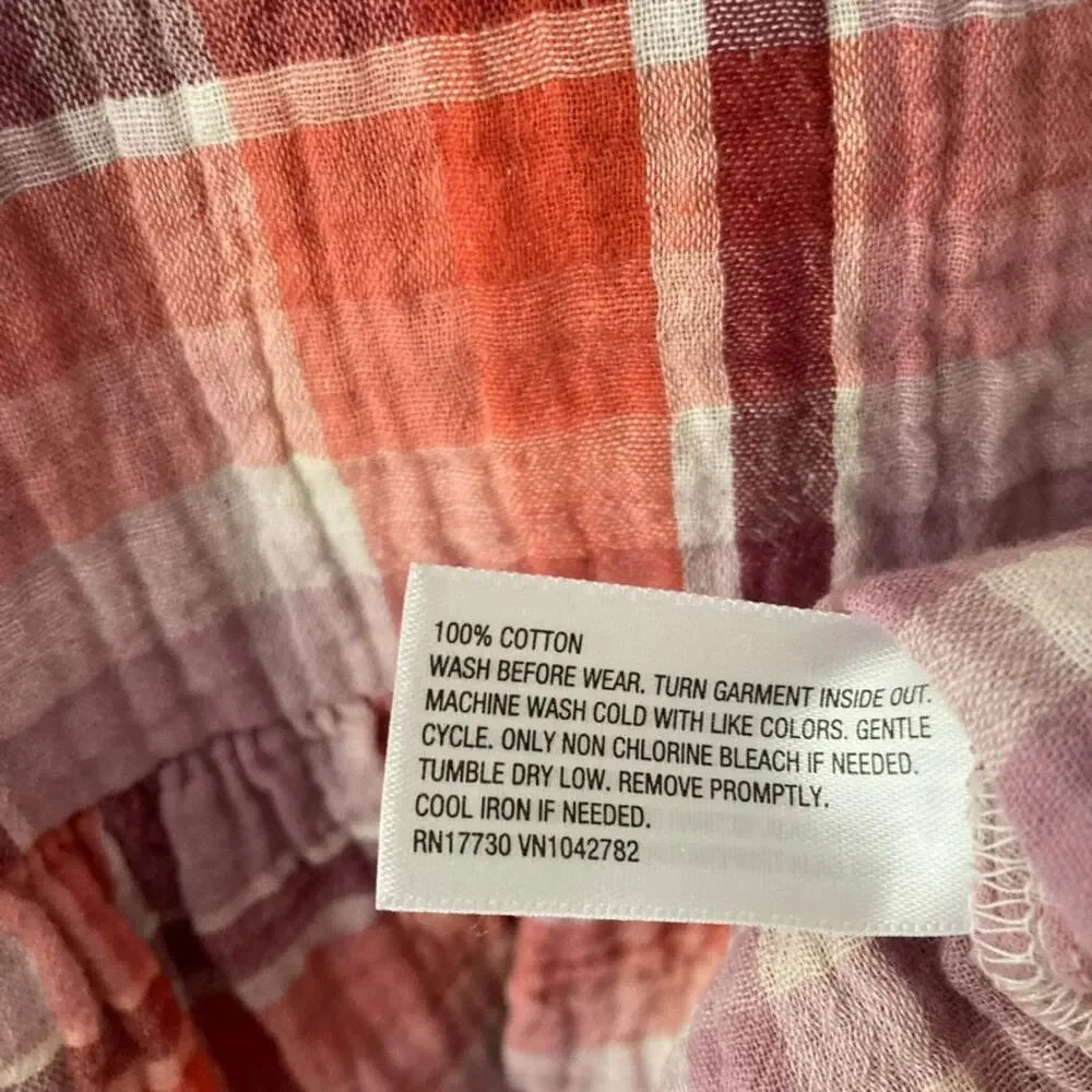 Cat & Jack Plaid Gauze Dress - Pink Purple - 8 Medium